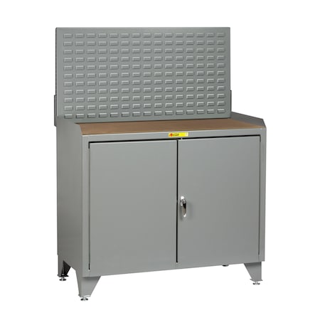 Little Giant Counter Height Bench Cabinet, 36"W, Solid Doors, Hardboard, Louvered MH3LL-2D-2436LP